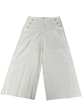 Loft tan high waist linen blend wide leg cropped sailor pants nautical